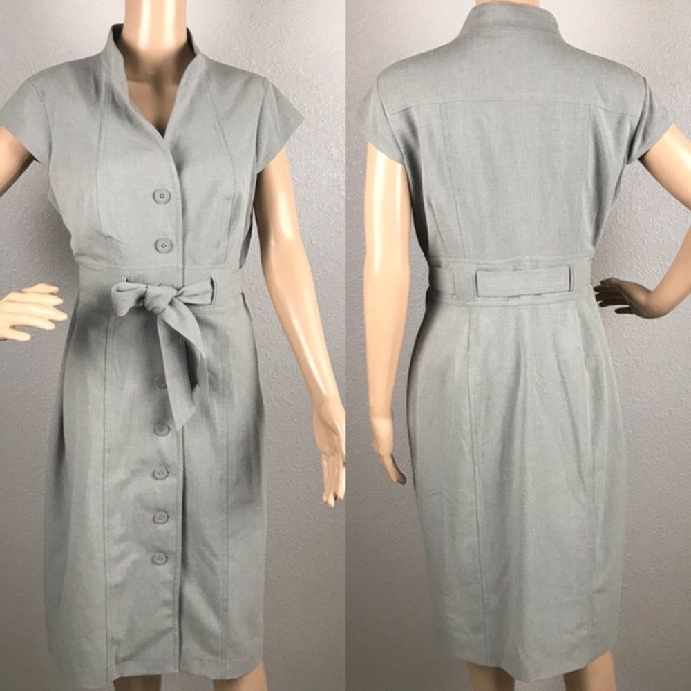 Calvin Klein gray sheath dress w/ belt Size 2